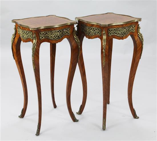 A pair of brass mounted kingwood occasional tables, W.1ft 2.5in. H.2ft 6in.